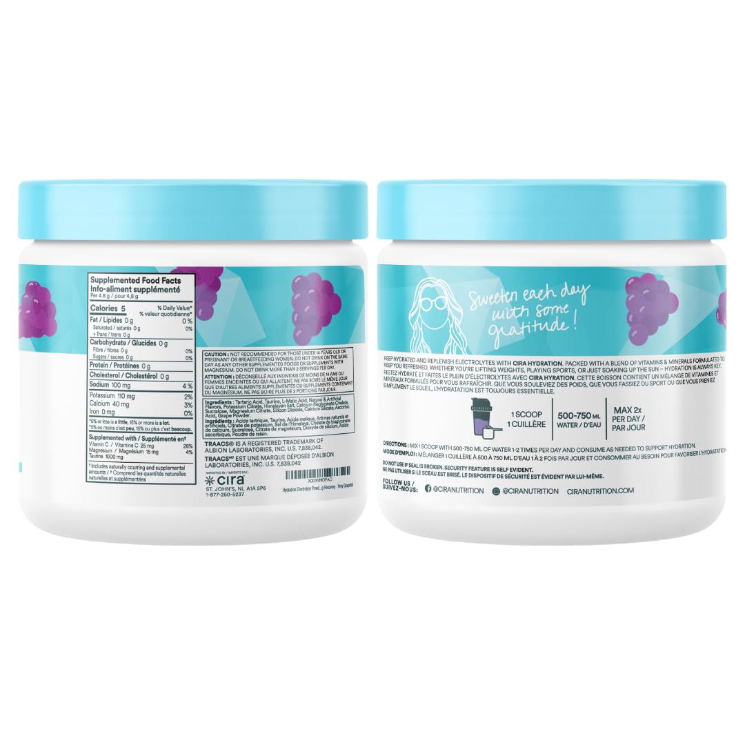 Cira Hydration Electrolyte Powder, Very Grapeful, 45 Servings
