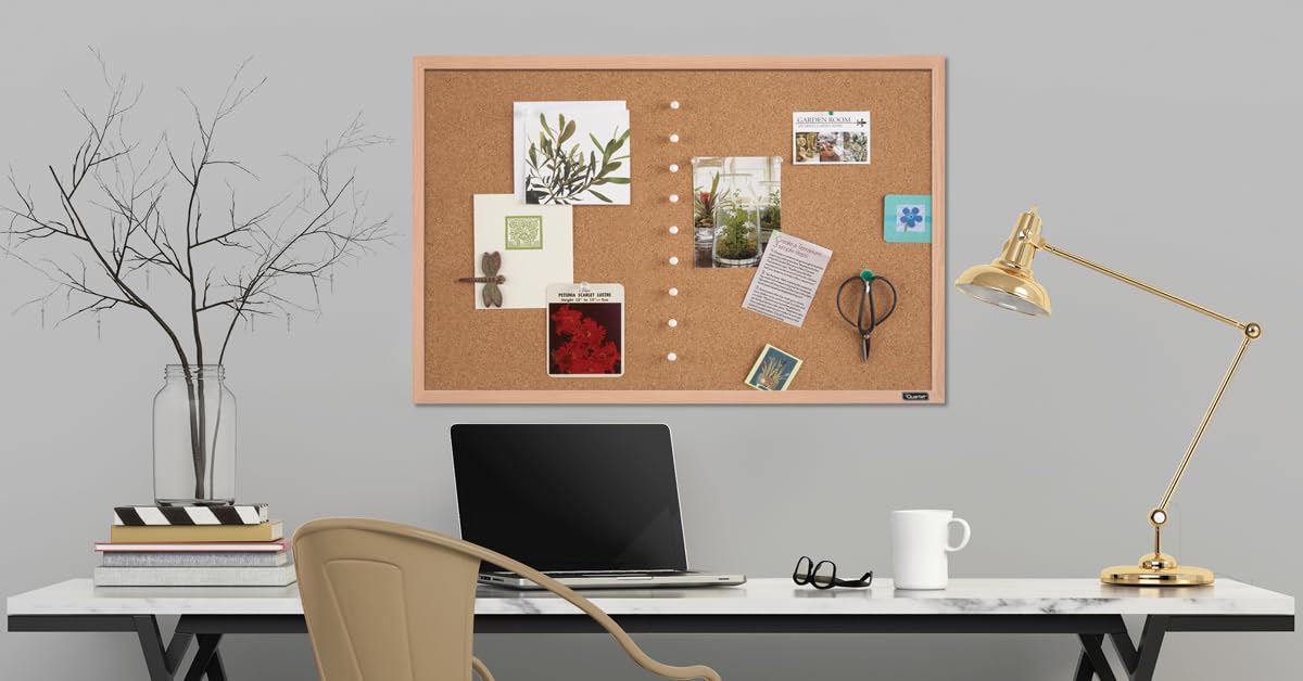 Quartet Natural Cork Bulletin Board, 35" x 23"