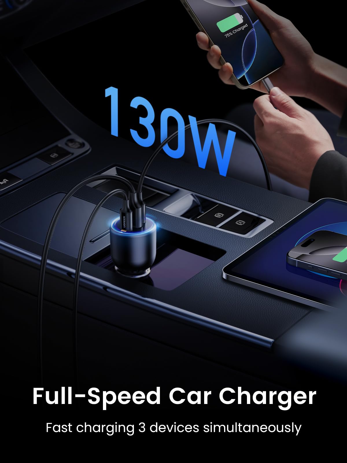 UGREEN 130W USB C Fast Car Charger