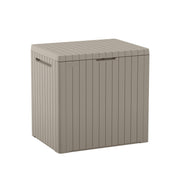 Keter City 30 Gallon Resin Outdoor Storage Box and Side Table, Beige