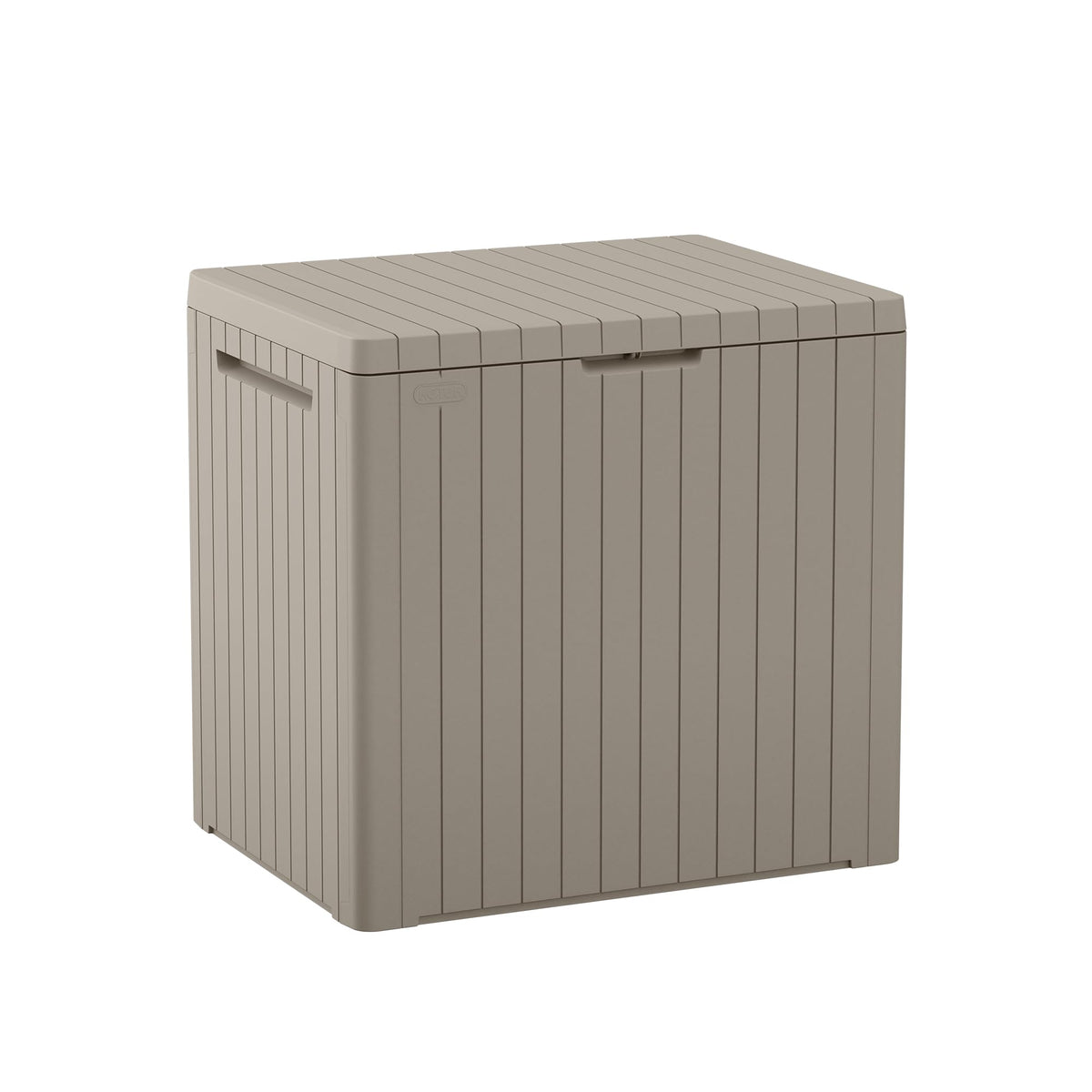 Keter City 30 Gallon Resin Outdoor Storage Box and Side Table, Beige