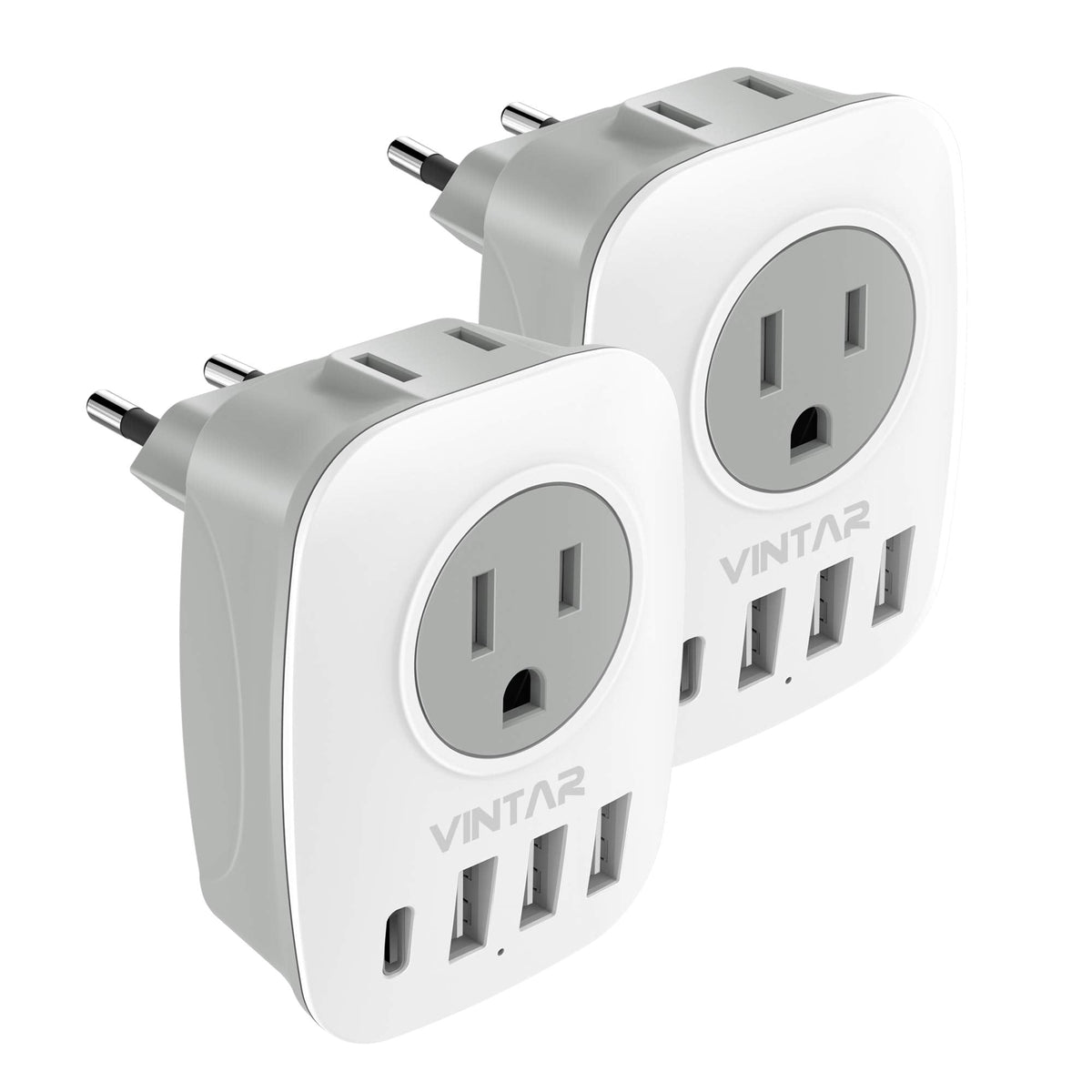 VINTAR European Plug Adapter, 2-Pack
