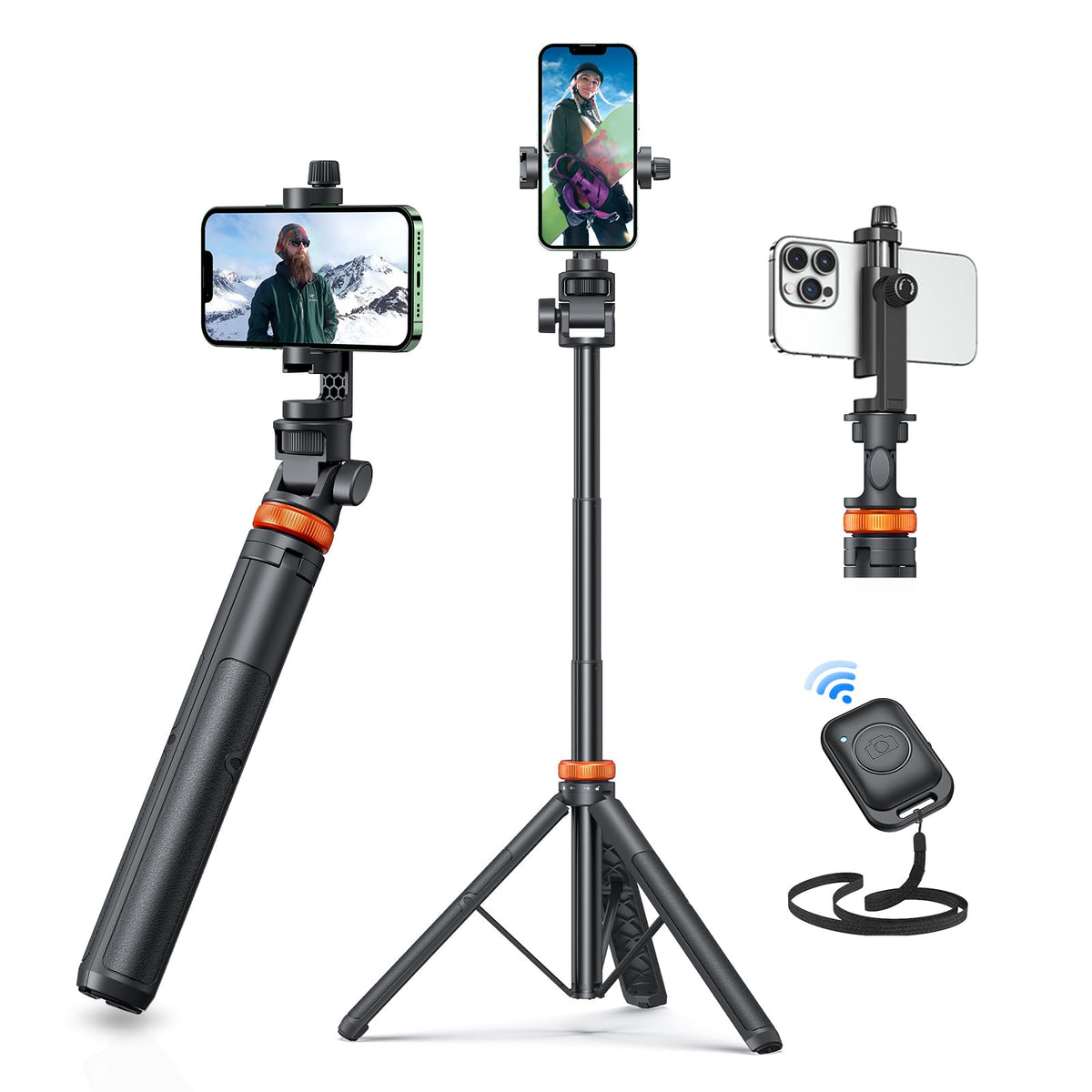 Eucos 62 Inch Phone Tripod with Remote and Selfie Stick