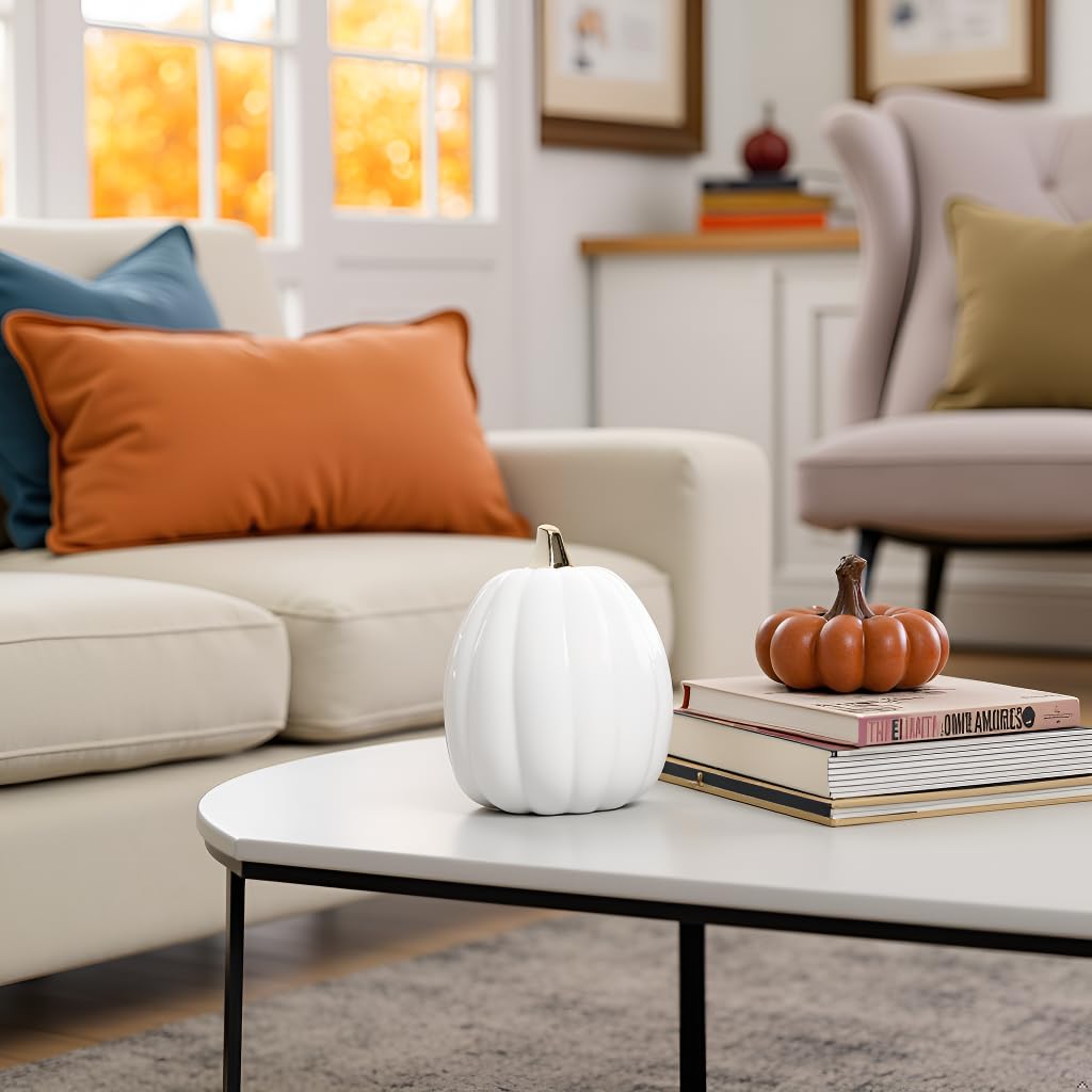 Pearhead White Ceramic Pumpkin, Small