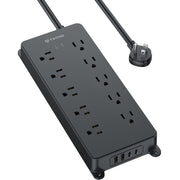 TROND Surge Protector Power Bar with 2 USB-C, 10 Outlets, 5 ft