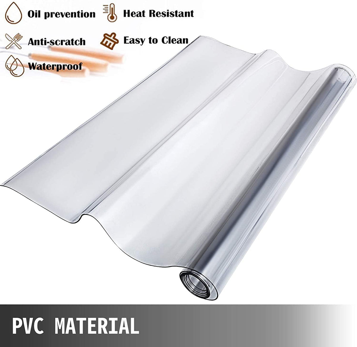 VEVOR Clear PVC Table Protector, 80 x 42 Inch, 2 mm