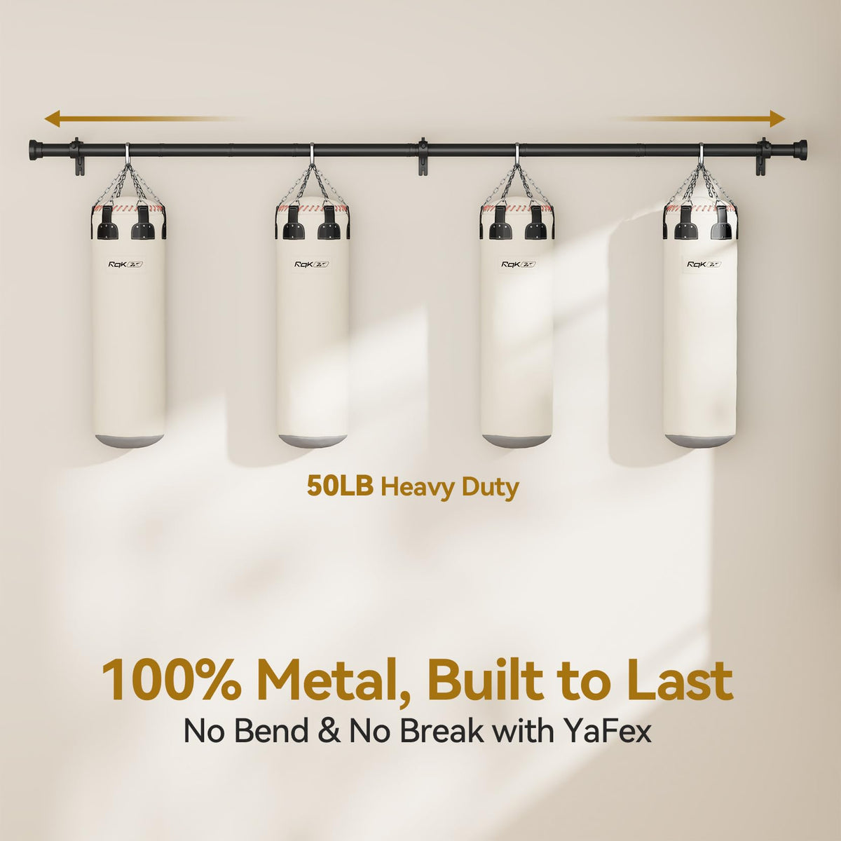YaFex Heavy Duty 1" Adjustable Curtain Rod, 32-84", Black