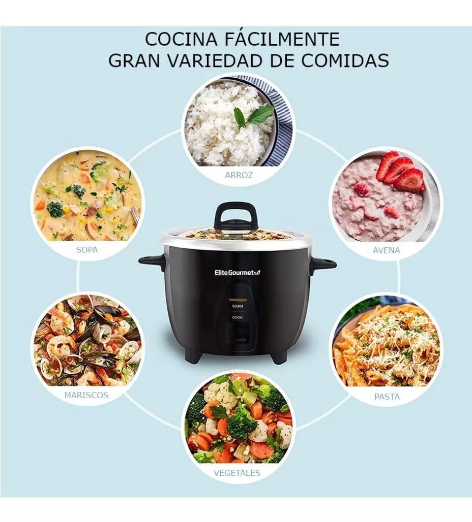 Elite Gourmet Maxi-Matic Rice Cooker, 10 Cups Cooked, ERC-2010B