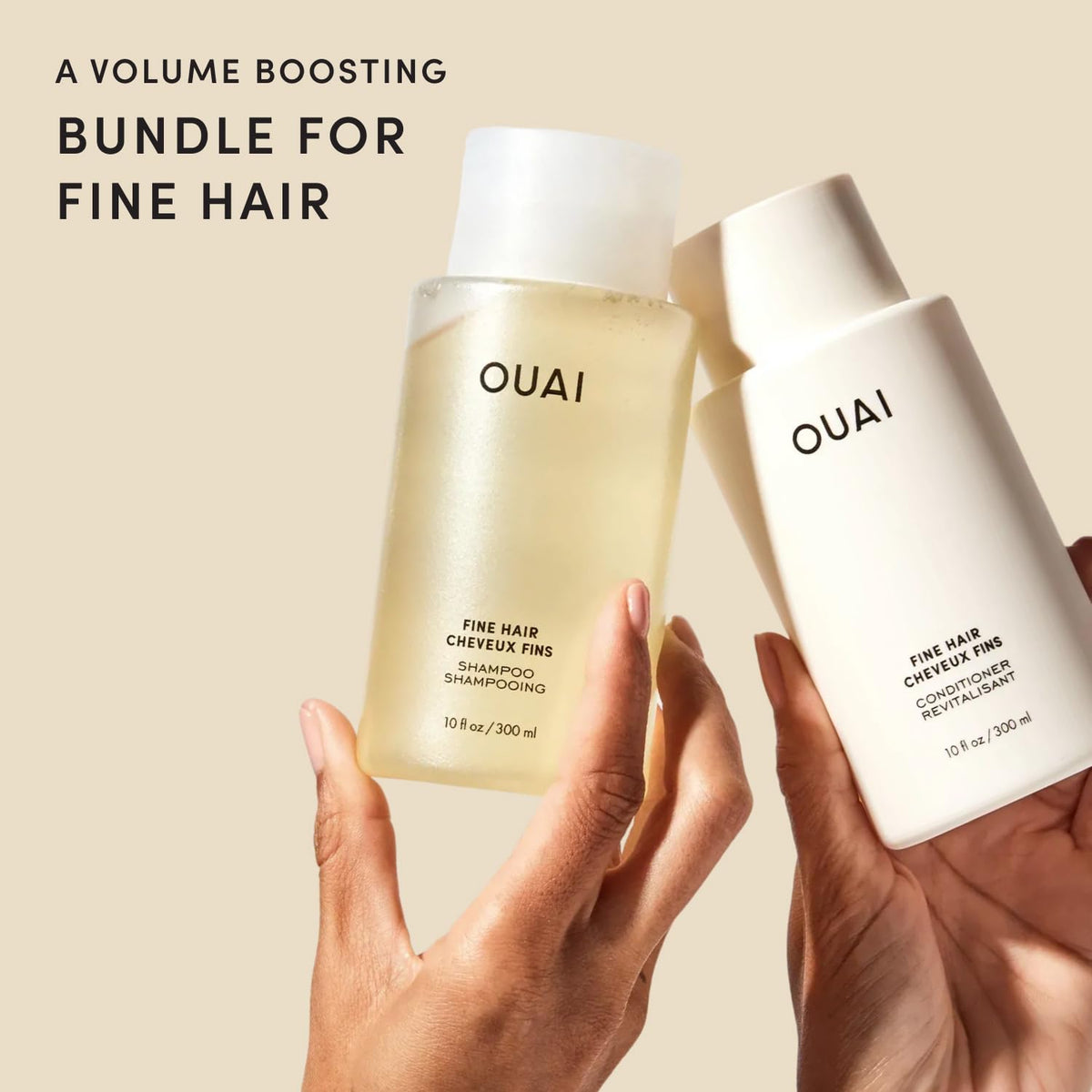 OUAI Fine Shampoo and Conditioner Set, 10 Fl Oz
