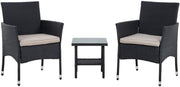 FDW Wicker Patio Furniture 3 Piece Bistro Set, Black
