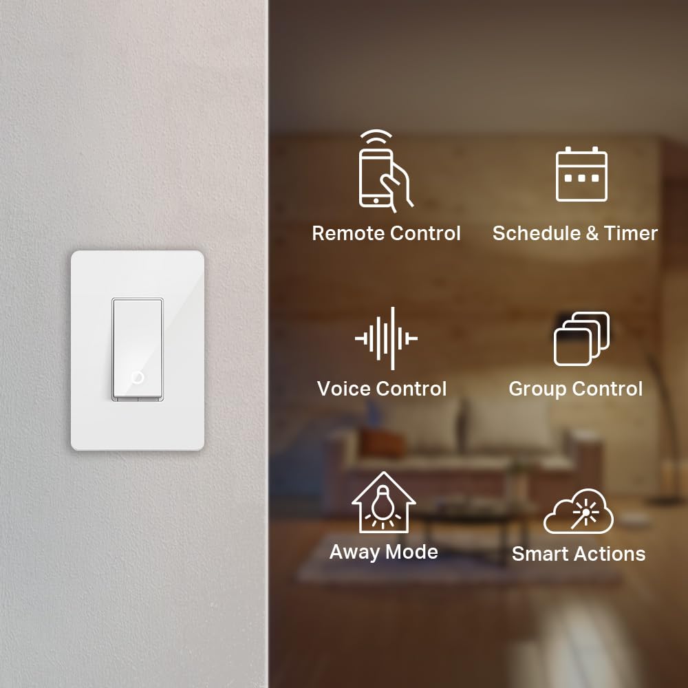 Kasa Smart Wi-Fi Light Switch HS200, Single Pole, White