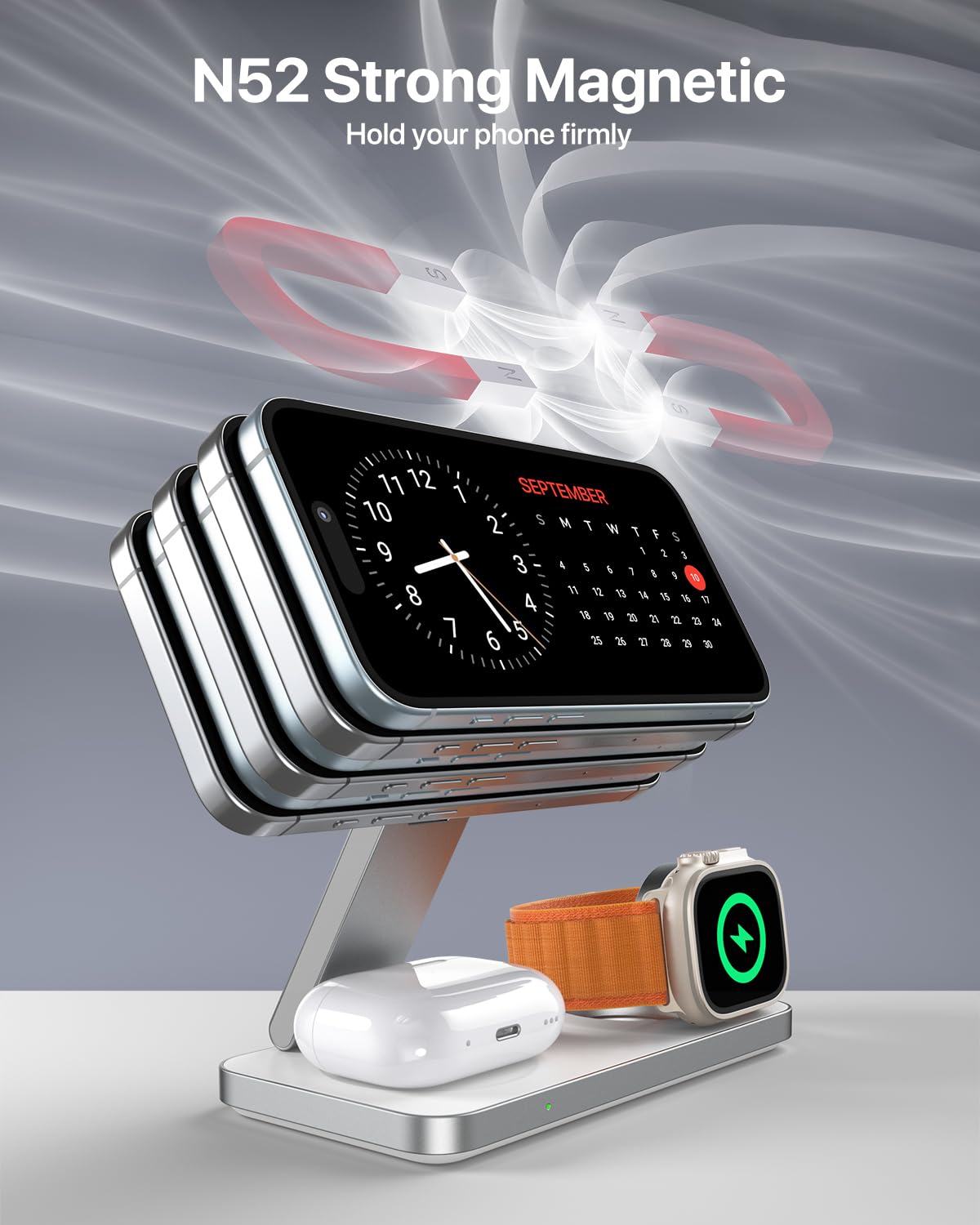 EXW Foldable 3 in 1 Wireless Charging Station for iPhone and Watch