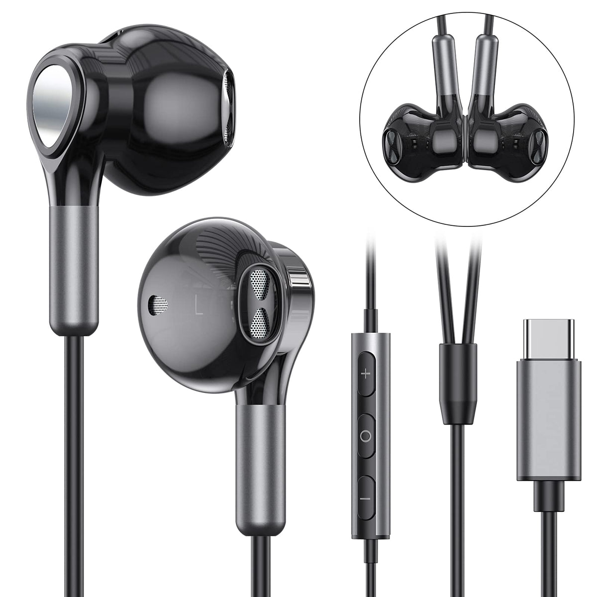 USB-C Wired Earbuds with Microphone