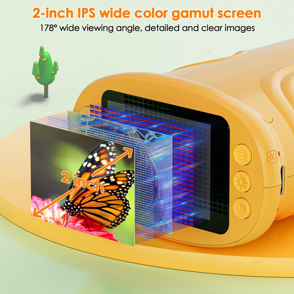 Temodu Kids' 1000X Digital Microscope, 2" Screen, Yellow