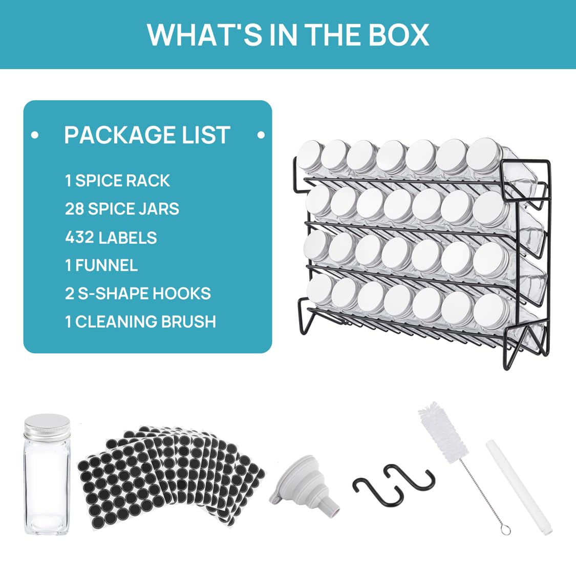 Vtopmart 4-Tier Spice Rack Organizer with 28 Jars