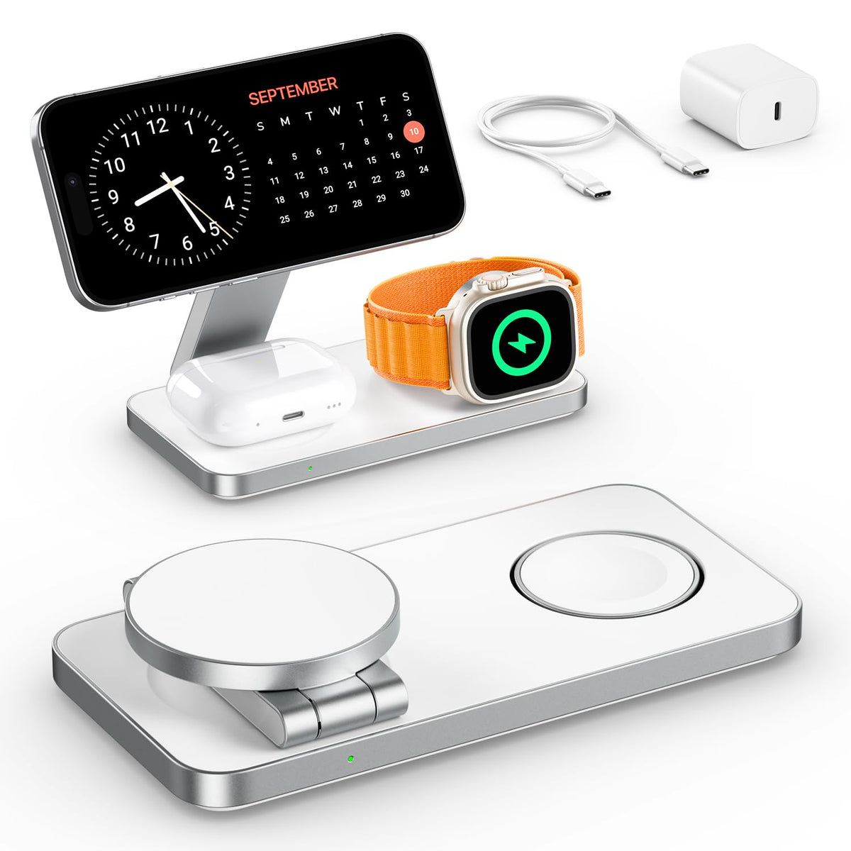 EXW Foldable 3 in 1 Wireless Charging Station for iPhone and Watch