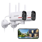 DEKCO 2K Pan Rotating Outdoor Security Camera (2 Pack)