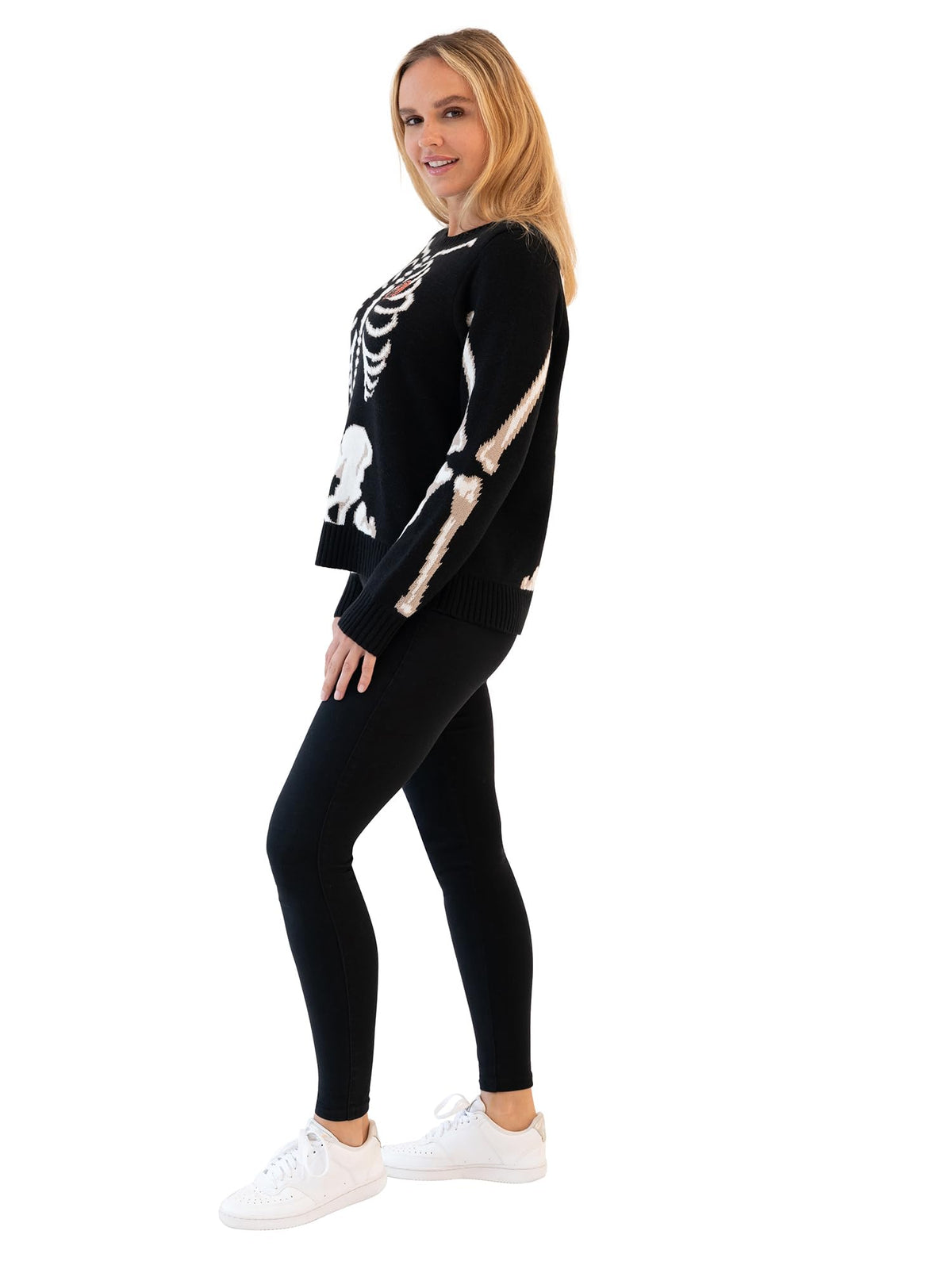 Blizzard Bay Women's Halloween Sweater, Black Skeleton, Small