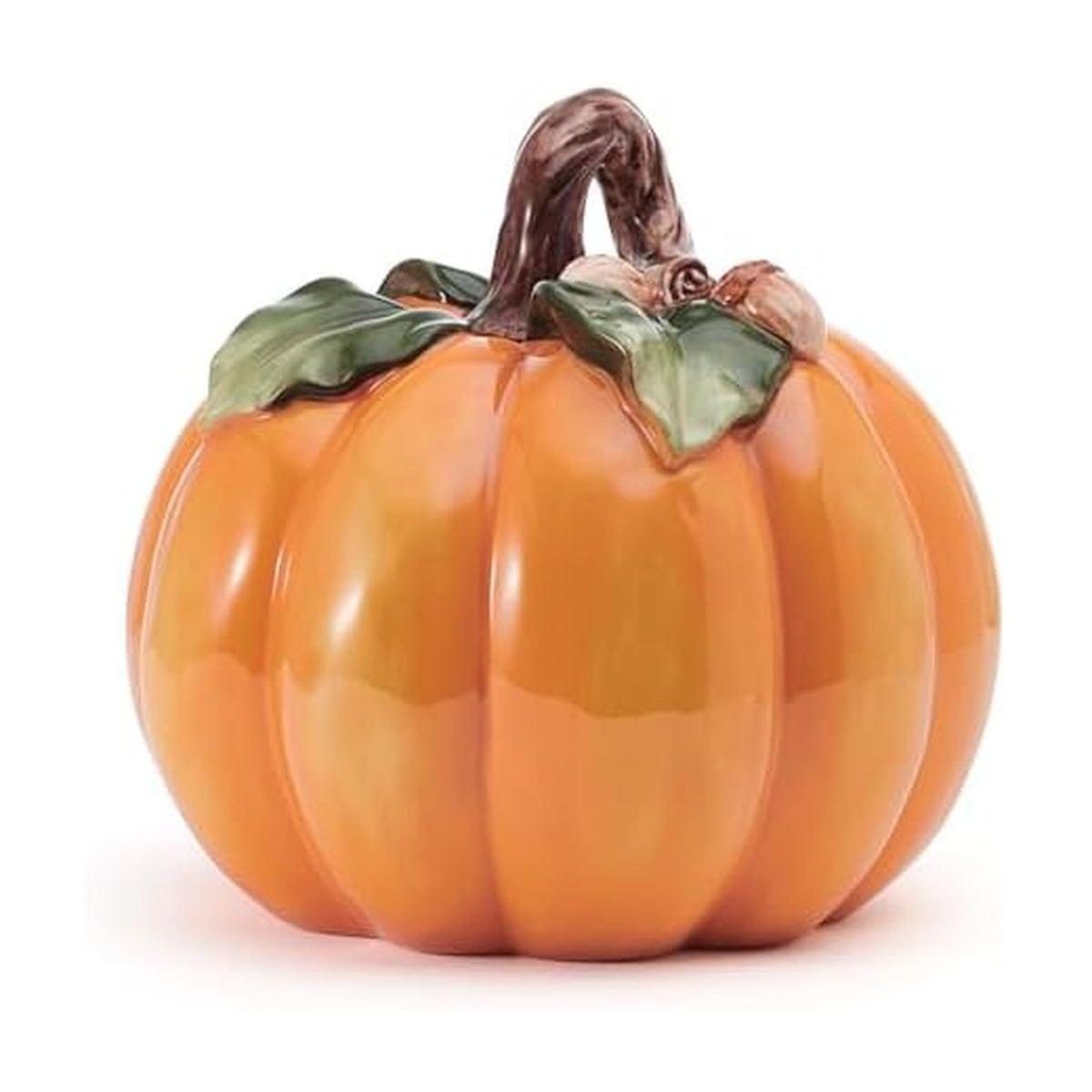 Fitz and Floyd Harvest Pumpkin Ceramic Figurine, 7.5 Inch