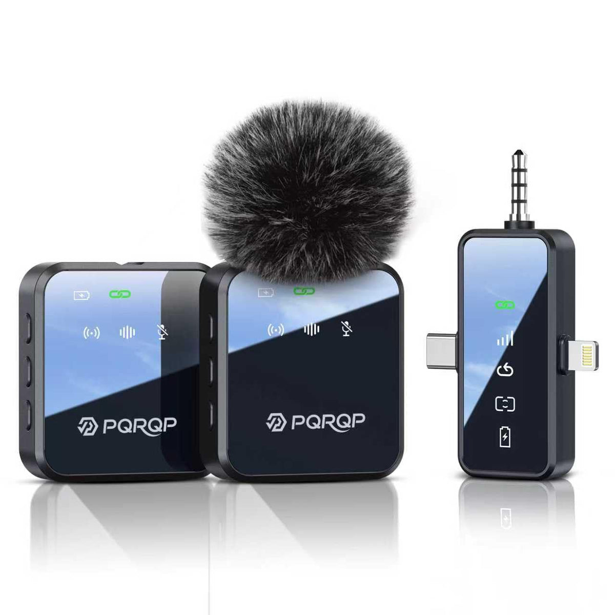 PQRQP 3-in-1 Wireless Mini Lapel Microphone