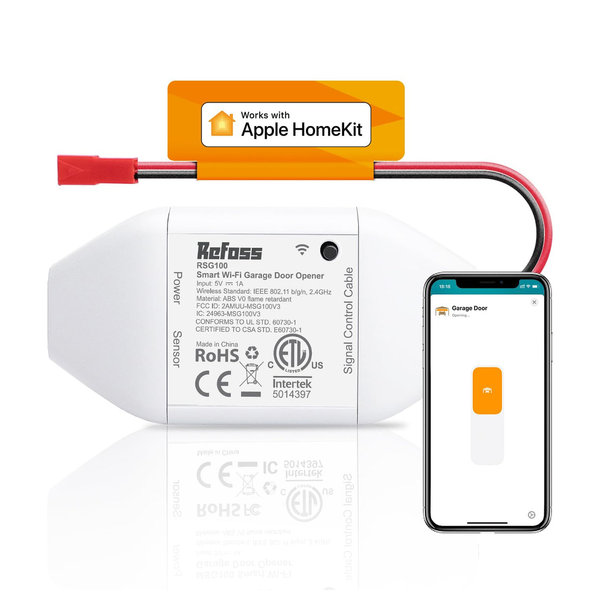 Refoss Smart Wi-Fi Garage Door Opener, Apple HomeKit