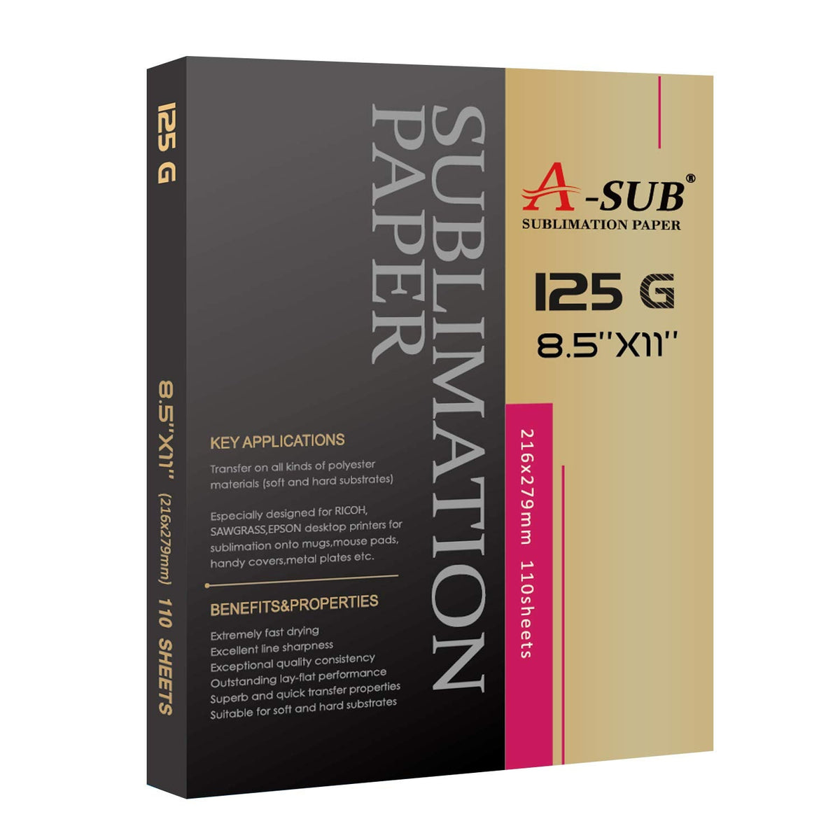 A-SUB Sublimation Paper, 8.5" x 11", 125 g (110 Sheets)