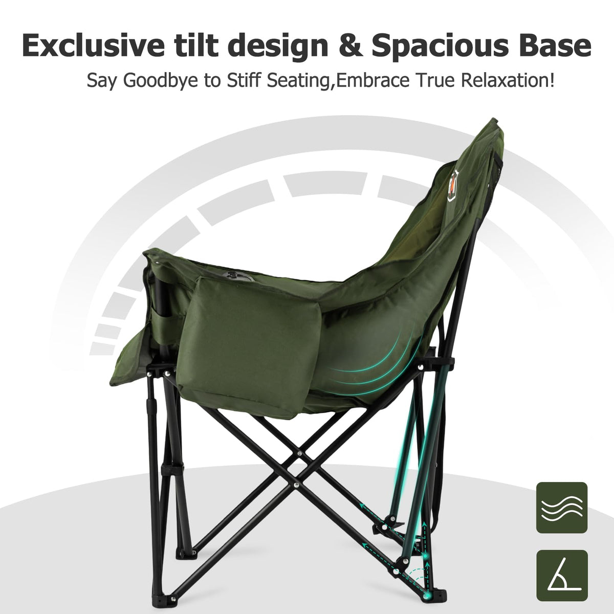 Overmont Oversized XL Camping Chair, 400lbs Support, Green