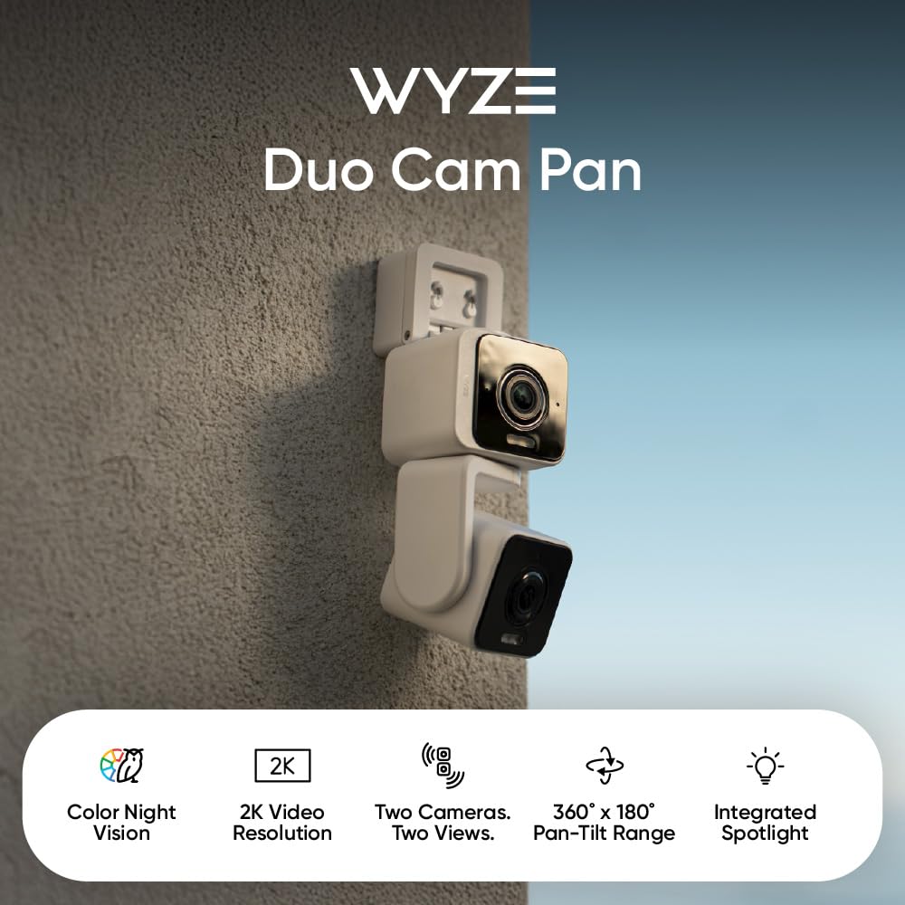 Wyze Pan Cam Duo 2K Indoor/Outdoor Security Camera, White