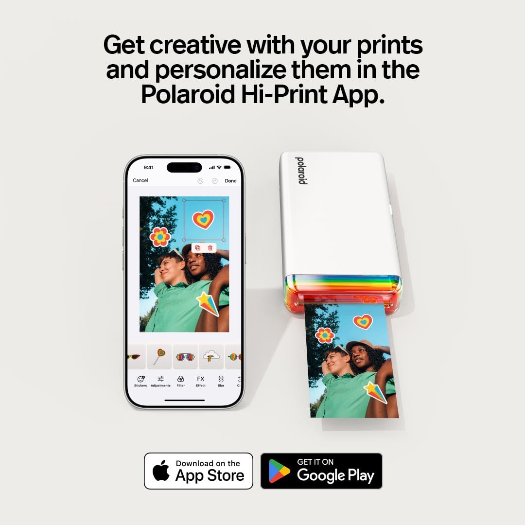 Polaroid Hi-Print 2nd Gen Bluetooth Pocket Photo Printer, White, 9128