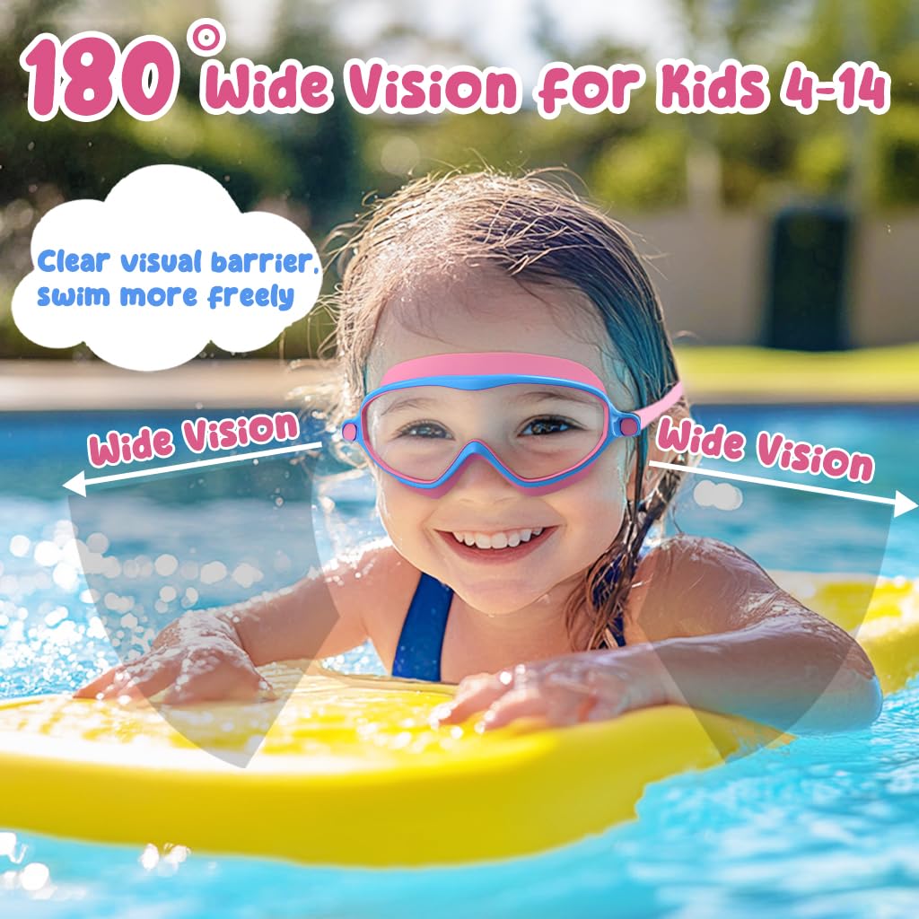 Kids' Anti-Fog Swimming Goggles, Ages 4-14 (2 Pack)