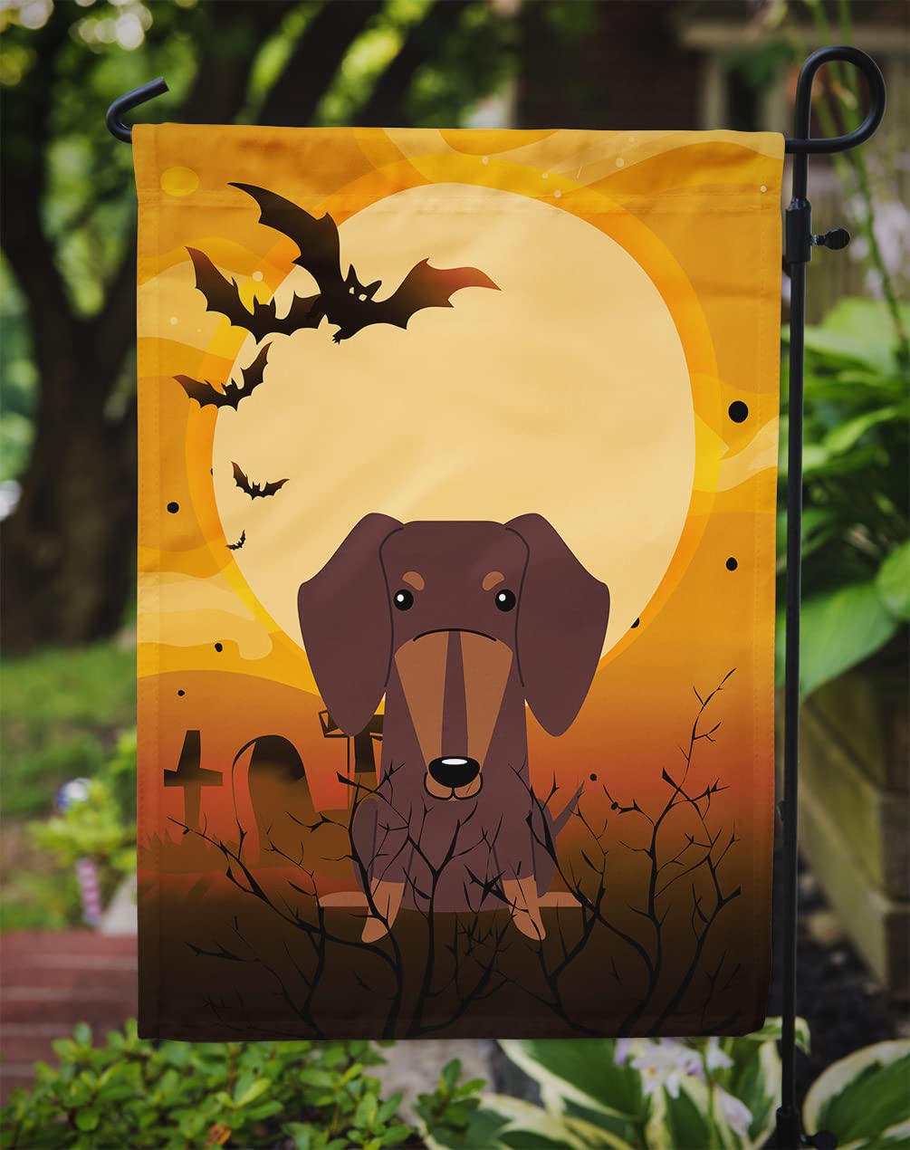 Caroline's Treasures BB4397GF Halloween Dachshund Chocolate Garden Size Flag