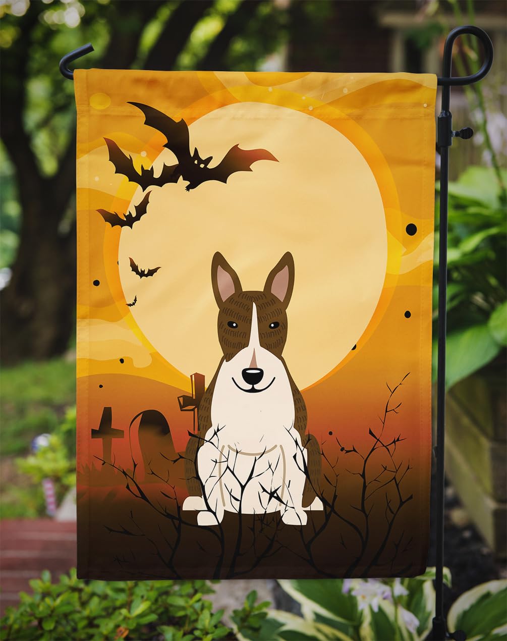 Caroline's Treasures BB4402GF Halloween Bull Terrier Dark Brindle Garden Size Flag