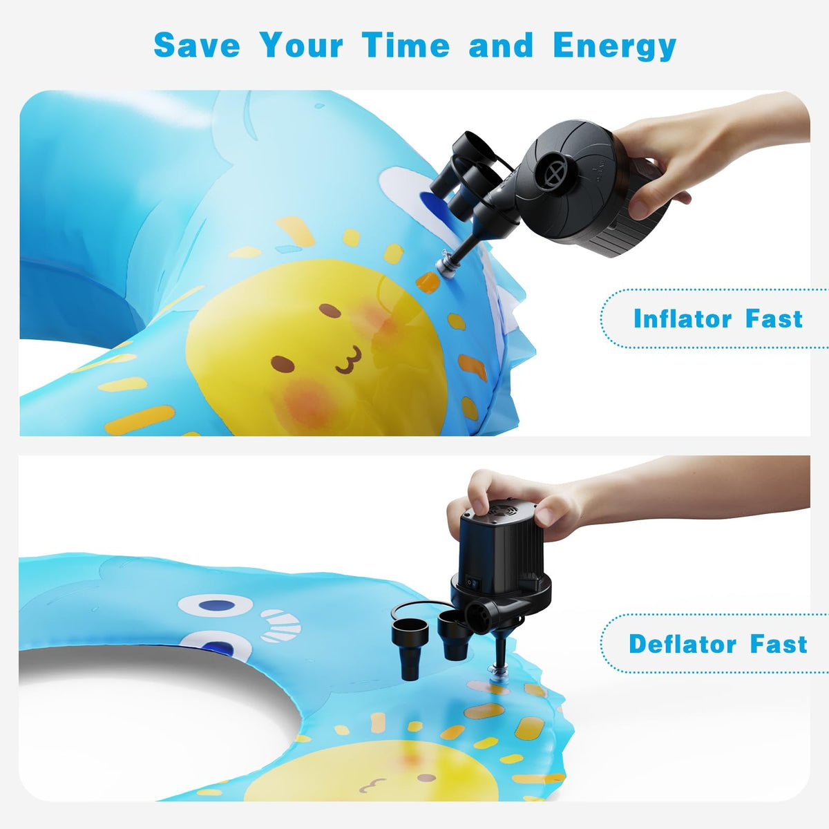 Portable Quick-Fill Electric Air Pump with 3 Nozzles