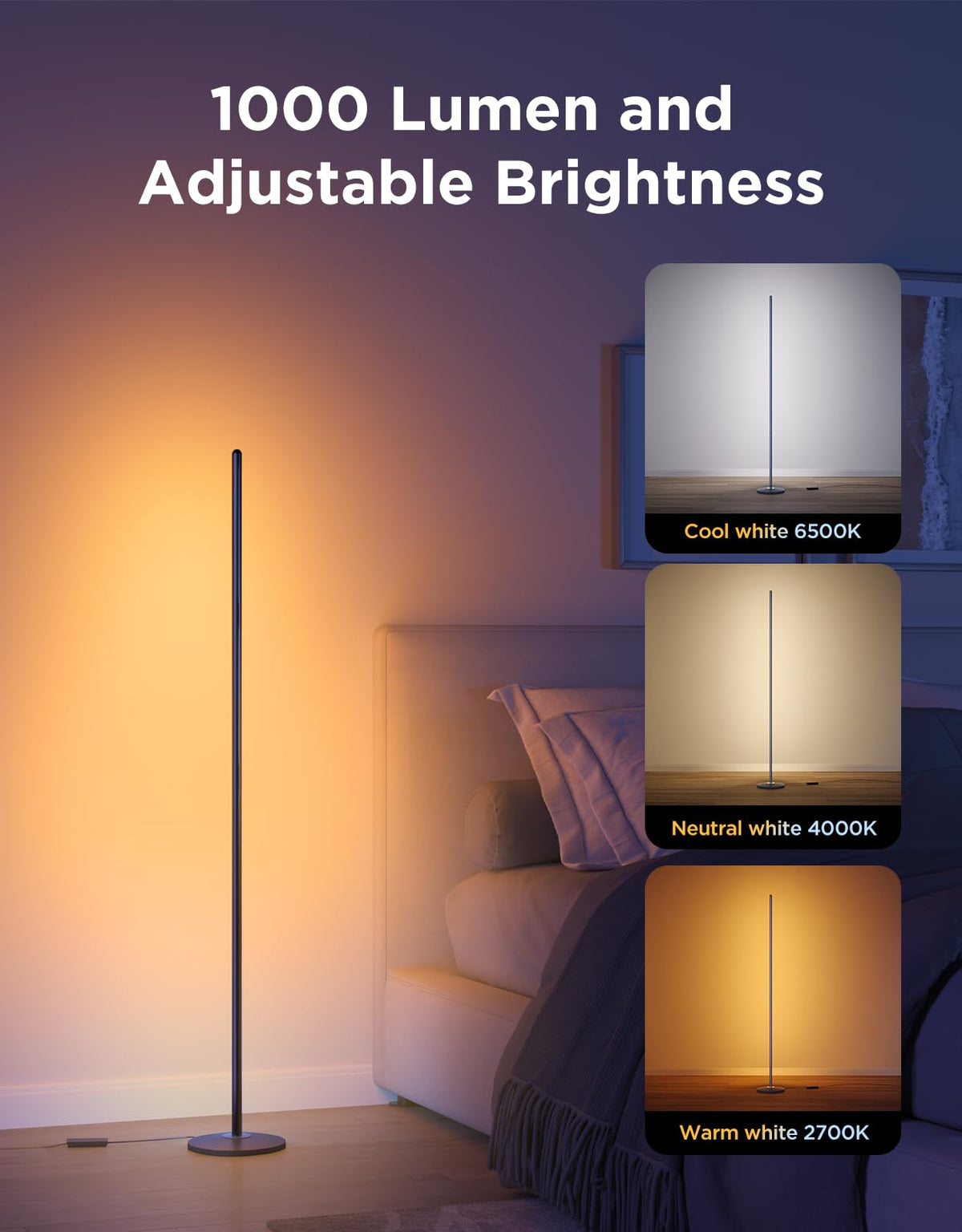 Govee Floor Lamp Basic, 1000 lm LED Corner Lamp