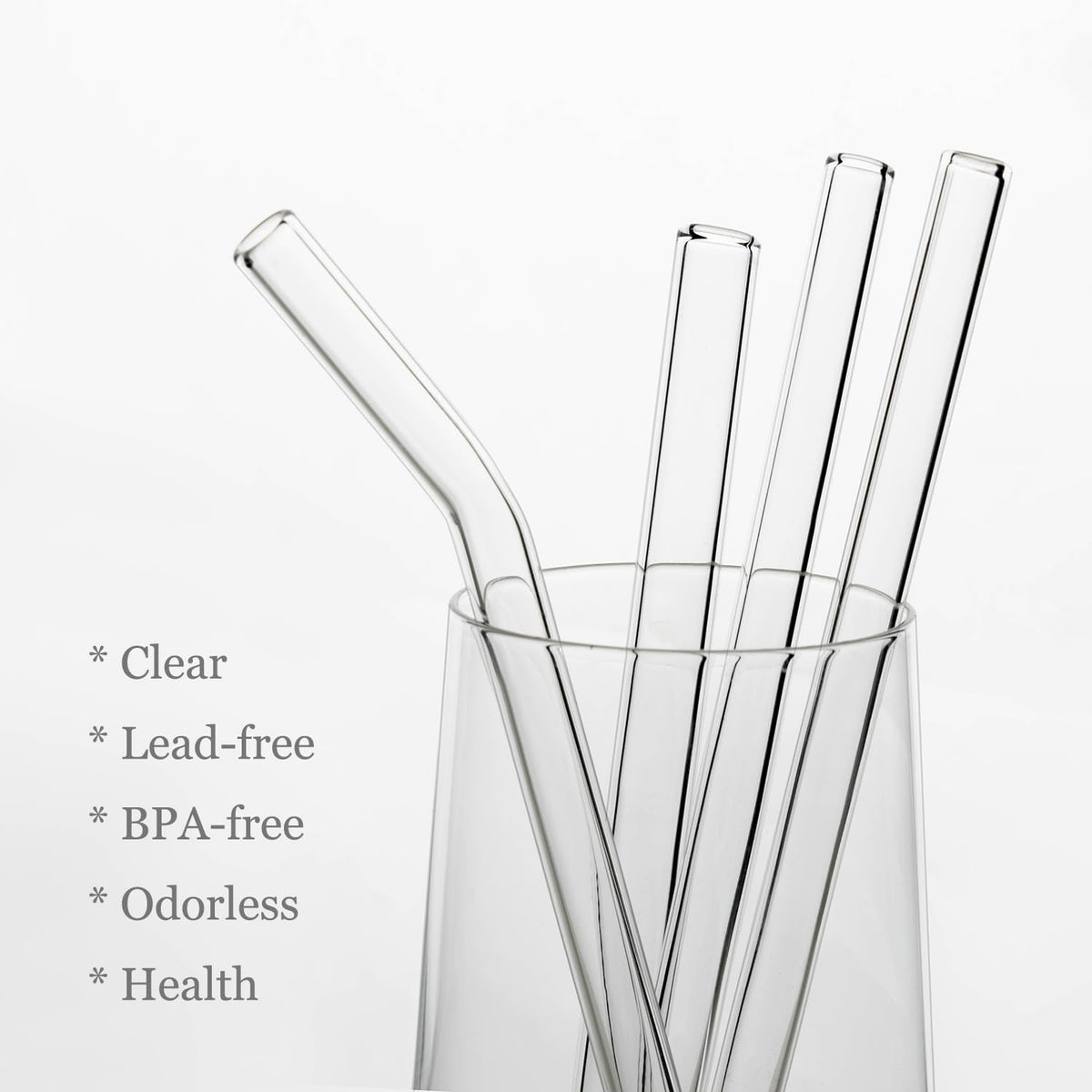 Nafender Reusable Glass Straws, 10 Pack, with 2 Cleaning Brushes