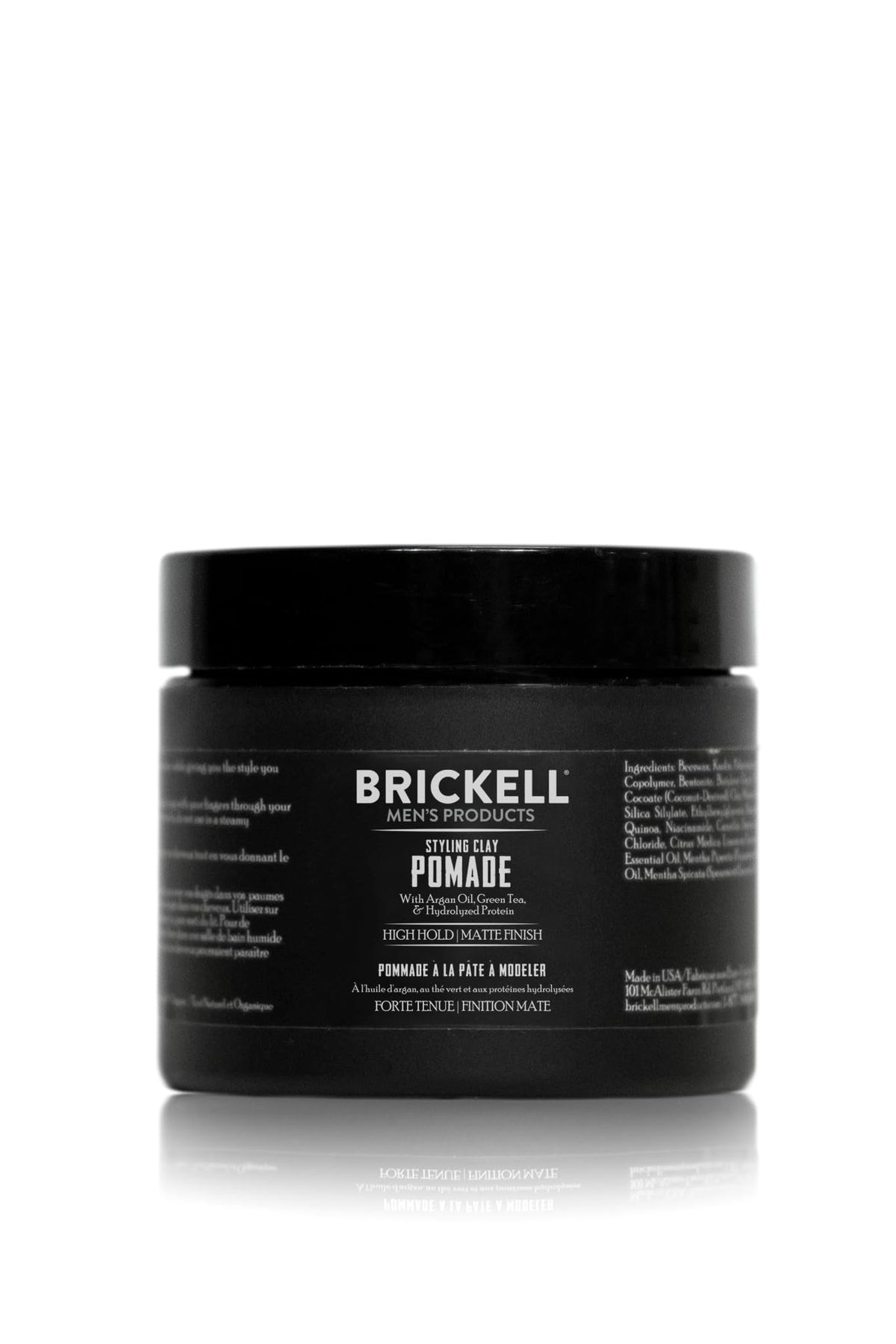 Brickell Men's Styling Clay Pomade, Strong Hold, Matte, 2 Ounces