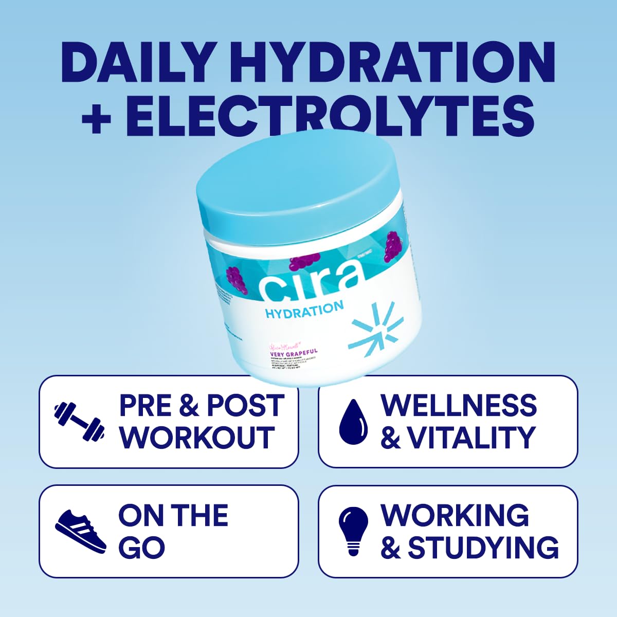 Cira Hydration Electrolyte Powder, Very Grapeful, 45 Servings