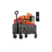 Collapsible Folding Wagon Cart, 220 lb Capacity, Black