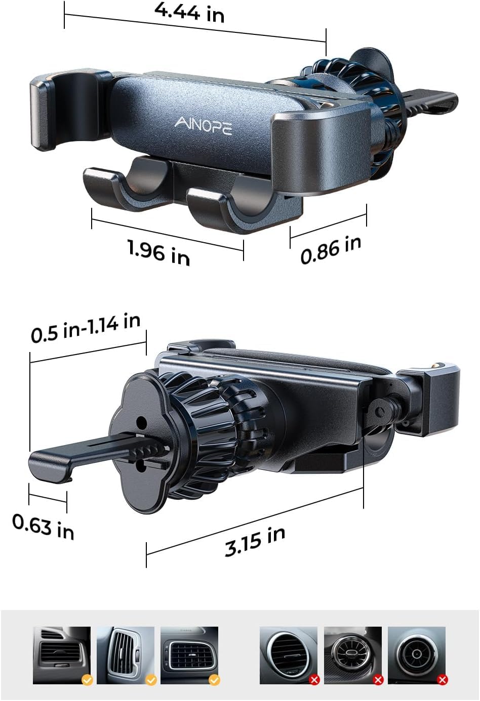 AINOPE Phone Holder for Car Vent, Auto Lock