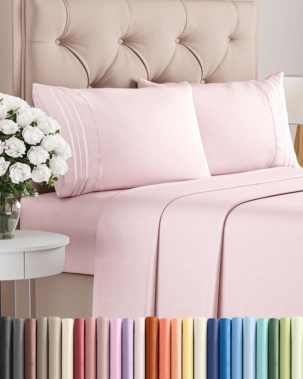 CGK Unlimited Brushed Microfibre Sheet Set, Queen, Lavender Pink