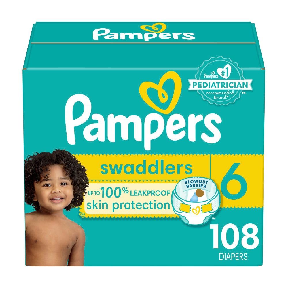Pampers Swaddlers Diapers, Size 6, 108 Count