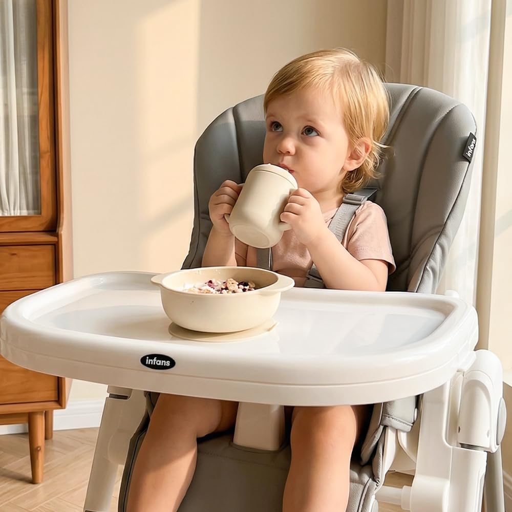 Infans Foldable High Chair for Babies and Toddlers, Grey