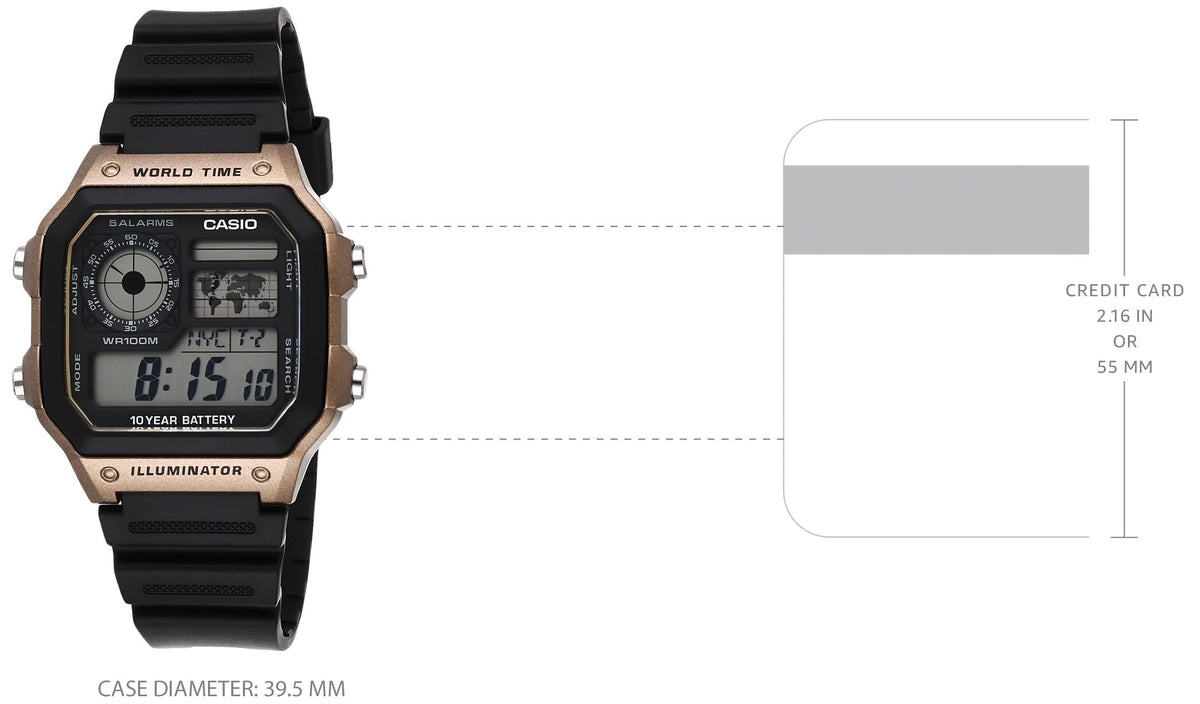 Casio Men's Quartz Watch with Resin Strap, AE-1200WH-5AVCF, Black