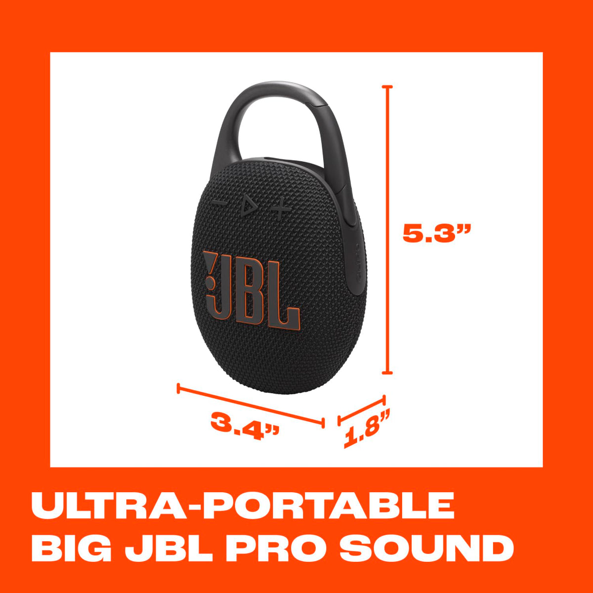 JBL Clip 5 Portable Waterproof Bluetooth Speaker, Black