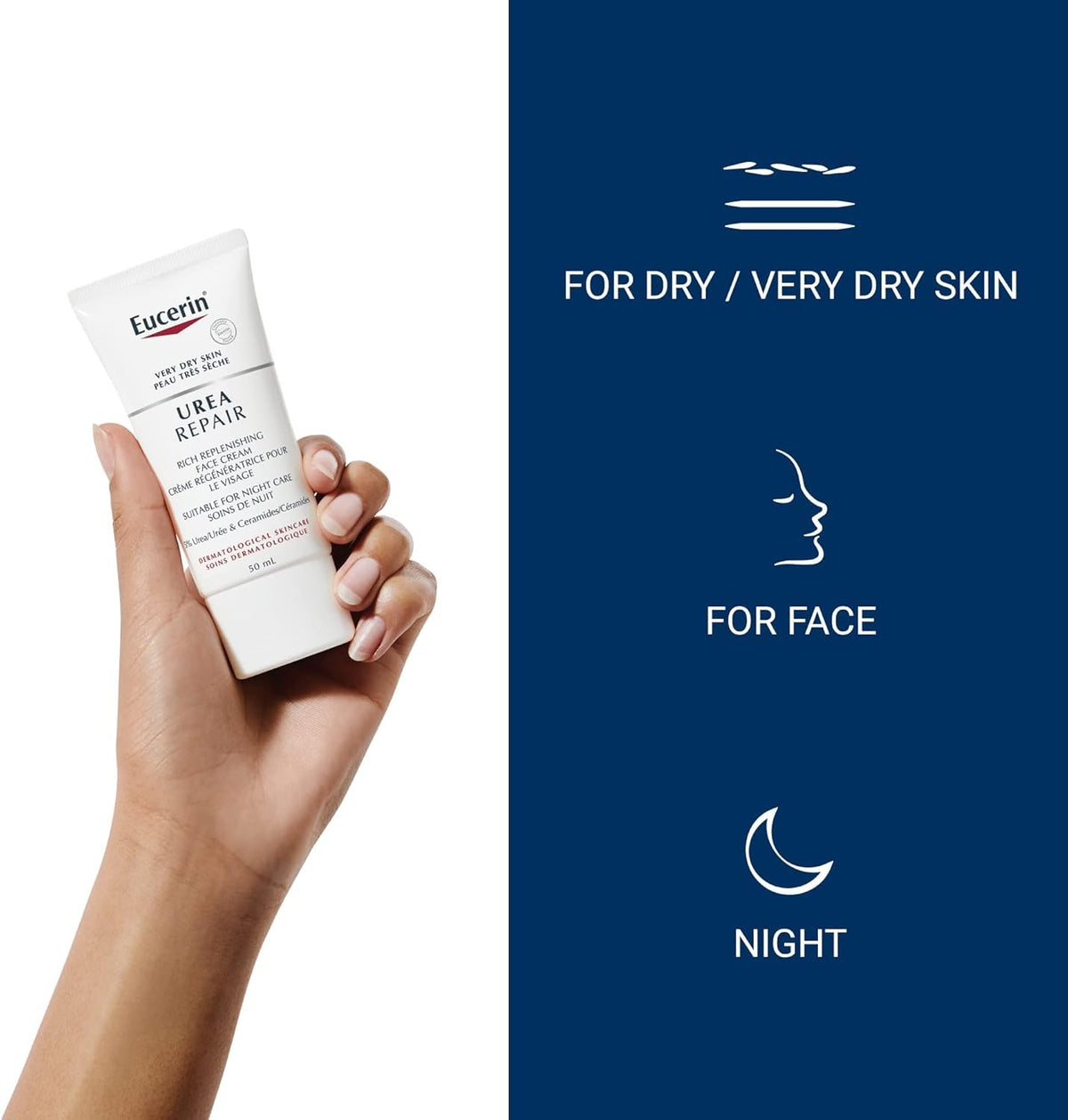 Eucerin Urea Repair Night Face Cream, 5% Urea, 50mL