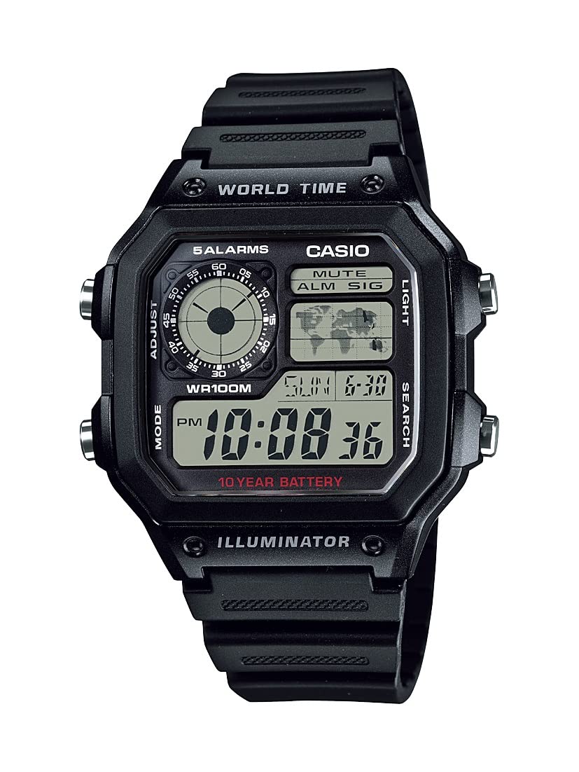 Casio Men's Classic Quartz Watch with Resin Strap, Black, AE1200WH-1A