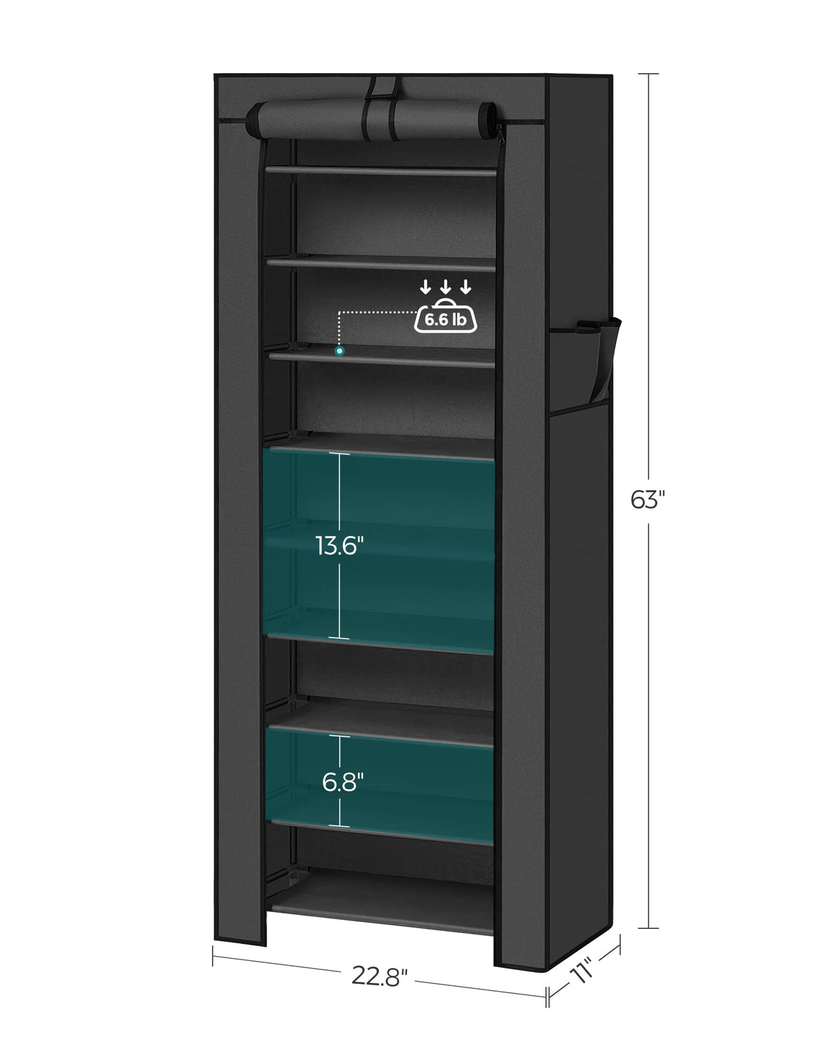 Songmics 10-Tier Shoe Rack, Black, URXJ10H01