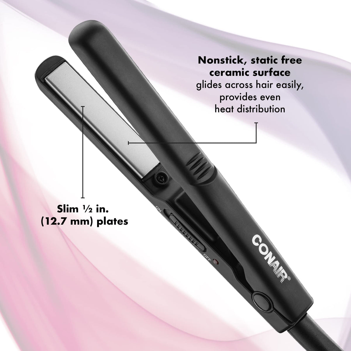 Conair Mini Pro Travel Flat Iron, 1/2 in (13 mm), Black, CS80XAC