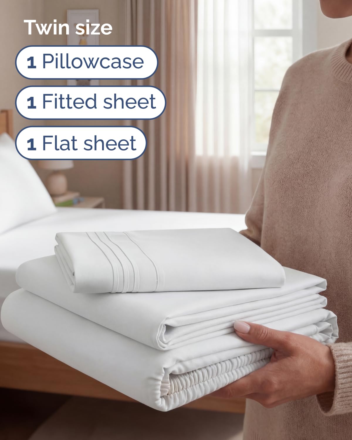 CGK Unlimited Brushed Microfibre Sheet Set, Twin, White, 3 Pieces