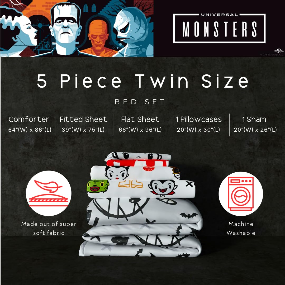 Franco Universal Little Monsters Halloween Twin Bedding Set, 5 Piece